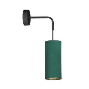 Bente Black Wall Lamp with Shade with Green Fabric Shades, 1x E14