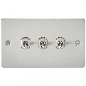 5 PACK - Flat Plate 10AX 3G 2-way toggle switch - brushed chrome
