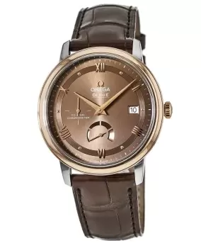 Omega De Ville Prestige Power Reserve Co-Axial Rose Gold Brown Leather Mens Watch 424.23.40.21.13.001 424.23.40.21.13.001