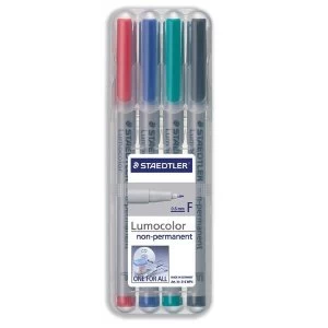 Staedtler Lumocolor 316 0.6mm Non Permanent Universal Pen Assorted Colours 1 x Wallet of 4