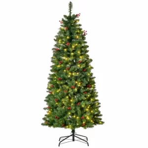 Prelit Pencil Christmas Tree with Berries 150cm, Green