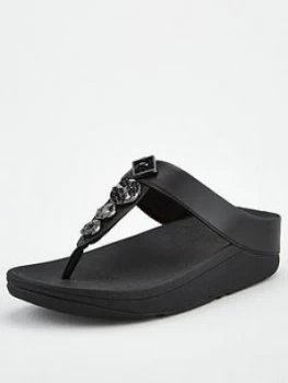Fitflop Fino Textured Circles Toe Post Sandal - Black