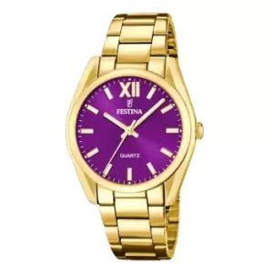 Festina F20640/3 Womens Boyfriend Gold Tone Bracelet Wristwatch
