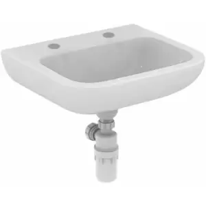 Portman 21 Wall Hung Cloakroom Basin No Overflow 500mm Wide - 2 Tap Hole - Armitage Shanks