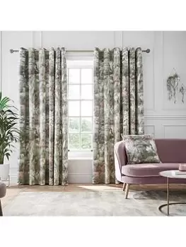 Hyperion Anthea Floral Velour Weighted Eyelet Lined Curtains