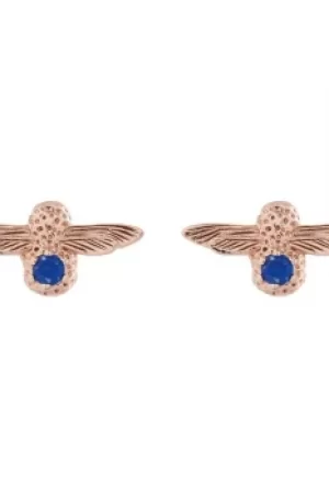 Ladies Olivia Burton Rose Gold Plated Sterling Silver Lapis Lazuli Bejewelled Bee Stud Earrings OBJ16AME27