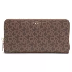 DKNY All Over Logo Zip Around Purse - Brown