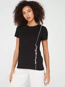 Armani Exchange Script Logo Organic Cotton T-Shirt - Black, Size L, Women