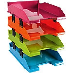 Exacompta Letter Tray Combo Polystyrene Assorted 25.4 x 24.3 x 34.6cm 4 Pieces