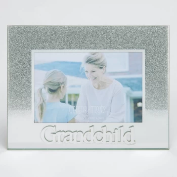 5" x 3.5" Silver Glitter Glass Frame - Grandchild