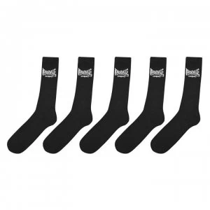 Lonsdale 5 Pack Crew Socks Mens - Black