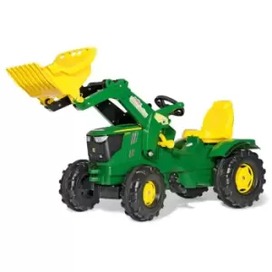 Rolly Toys John Deere 6210R Ride On Tractor and Frontloader, Green