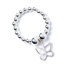 Butterfly Charm with Sterling Silver Ball Bead Ring
