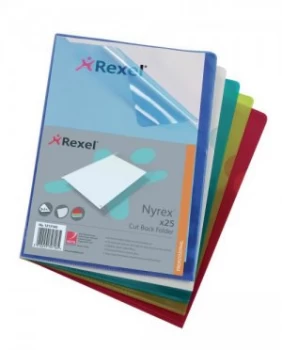 Rexel Nyrex Folder Cut Back A4 Assorted 12131AS (PK25)