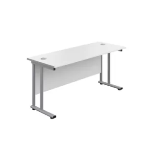 1800 X 600 Twin Upright Rectangular Desk White-Silver