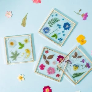 Sass & Belle (Set of 4) Pressed Flowers Glass Coasters