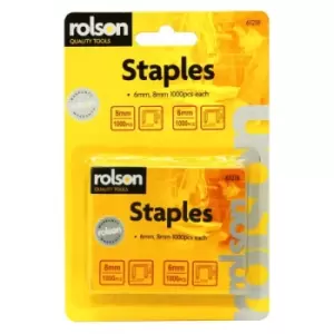 Rolson 1000 Piece Staples 8mm and 6mm