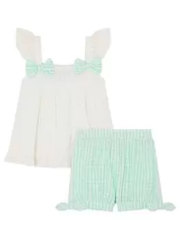 Monsoon Baby Girls Broderie Set - Green, Size 12-18 Months