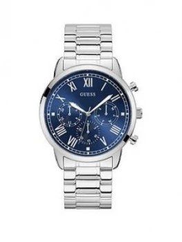 Guess Guess Hendrix Blue Sunray And Silver Detail Chronograph Dial Stainless Steel Bracelet Mens Watch