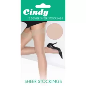 Cindy Womens/Ladies 15 Denier Sheer Stockings (1 Pair) (One Size (UK Shoe 3-8)) (Bamboo)