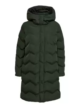 ONLY Long Quilted Coat Women Green