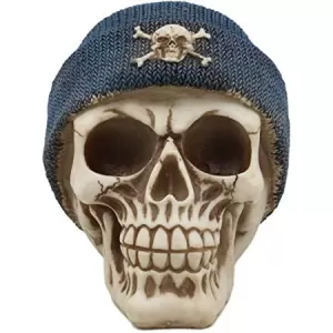 Blue Beanie Skull Figurine