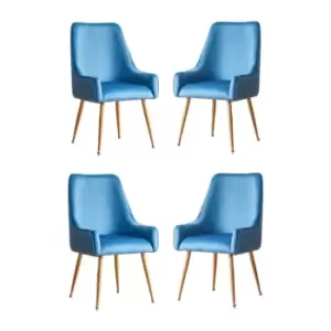 Soho lux Velvet Dining Chair Set of 4, Blue