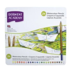 Derwent Academy Watercolour Pencils High-quality Pigments Assorted Pack of 24 Pencils
