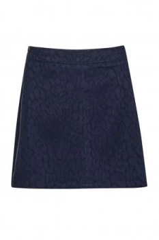 French Connection Animal Jacquard Denim Mini Skirt Blue