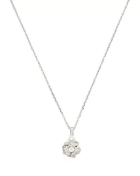 kate spade new york Bouquet Toss Cubic Zirconia & Imitation Pearl Flower Cluster Pendant Necklace in Silver Tone, 17-20