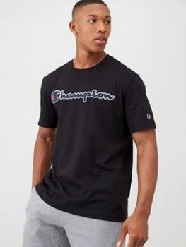 Champion Logo Crew Neck T-Shirt - Black, Size 2XL, Men