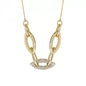 Diamond Navette Link Yellow White Gold Necklace GN368