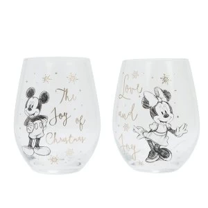 Disney Set of 2 Christmas Glasses - Mickey & Minnie