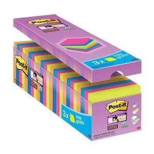 Post-It Super Sticky 76x76mm Repositional Notepads Assorted Colours Pack of 24