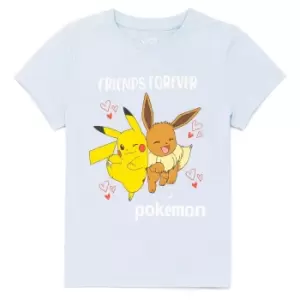 Pokemon Girls Eevee Pikachu T-Shirt (7-8 Years) (Blue/Yellow/Orange)