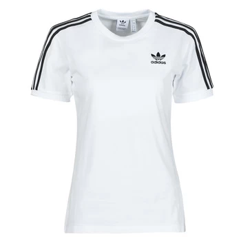 adidas 3 STRIPES TEE womens T shirt in White - Sizes UK 6,UK 8,UK 10,UK 12,UK 14,UK 16,UK 18,UK 20,UK 22,UK S,UK M,UK L