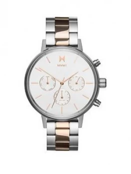 MVMT Nova White and Rose Gold Detail Chronograph Dial Two Tone Stainless Steel Bracelet Ladies Watch, One Colour, Women