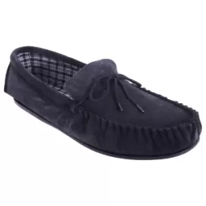 Mokkers Mens Bruce Real Suede Moccasin Slippers (15 UK) (Navy Blue)