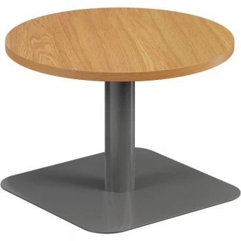 600MM Circular Low Contract Table - Silver/Oak