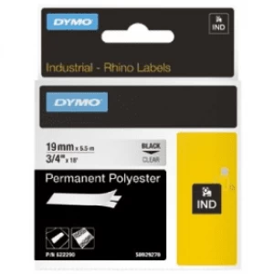 Dymo 622290 Black on Clear Label Tape 19mm x 5.5m