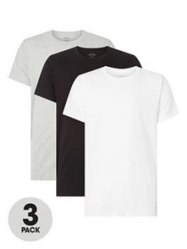 Calvin Klein 3 Pack T-Shirt - Black/White/Grey, Size XL, Men