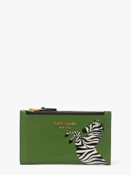 Kate Spade Ziggy Zebra Embellished Small Slim Bifold Wallet, Bitter Greens, One Size
