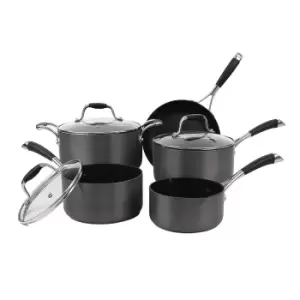 5 Piece Hard Anodised Cookware Set And 3 Lids