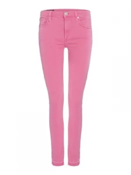 True Religion Halle Cropped Jeans With Raw Hem In Pink