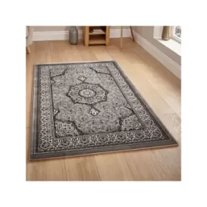 Heritage 4400 Traditional Hand Carved Rug, Grey, 120 x 170 Cm - Think Rugs