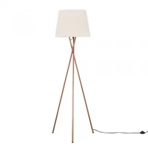 Camden Copper Tripod Floor Lamp with XL Beige Aspen Shade