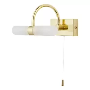 Spa Corvus 2-Light Picture/Mirror Light with Pull Switch Opal Glass and Satin Brass