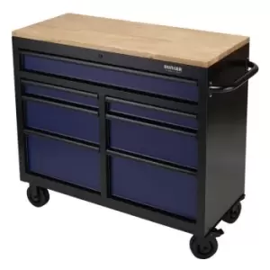 Draper 08222 BUNKER Workbench Roller Tool Cabinet, 7 Drawer, 41", Blue