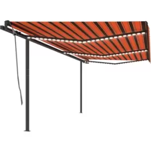 Vidaxl - Manual Retractable Awning with LED 6x3 m Orange and Brown Multicolour