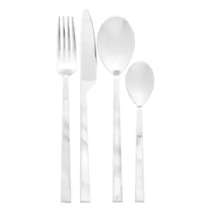 16 Piece White Faux Marble Cutlery Set